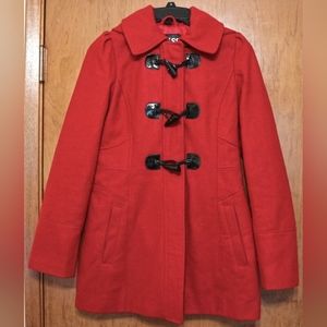 GUESS Wool Blend Toggle Coat Jacket Red S